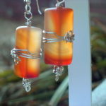 Silver Wrapped Carnelian Earrings