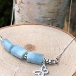 Sterling Silver, Aquamarine and Butterfly Necklace