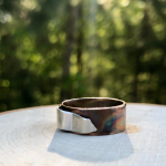 Fire Painted Copper and Sterling Silver Ring