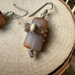 Sterling Silver, Roman Glass, and Gemstone Earrings